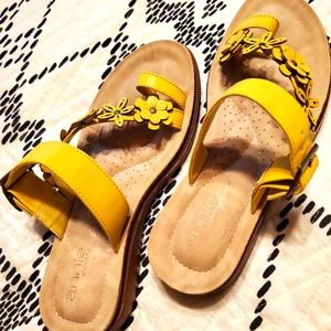 Yellow vegan leather sandals